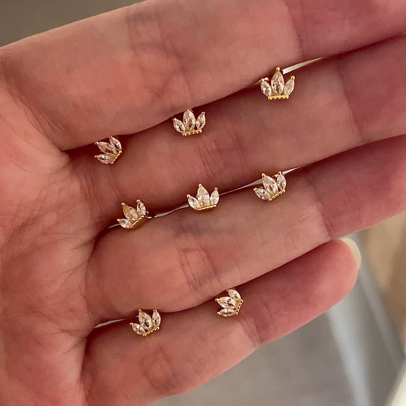 Orecchino Tulipa Bianco Oro