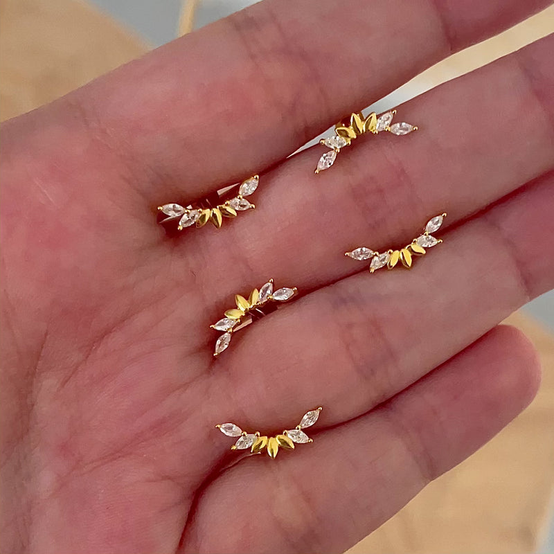 Orecchino White Leaves Oro