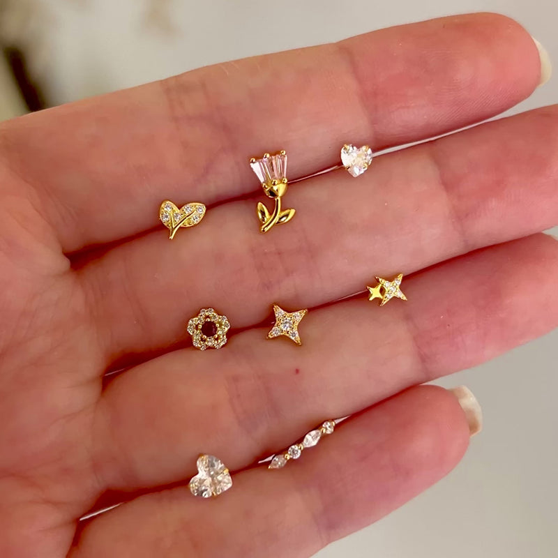 Orecchino Shiny Heart Oro - 4mm