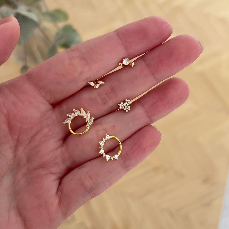 Pendiente Triple Daisy Oro