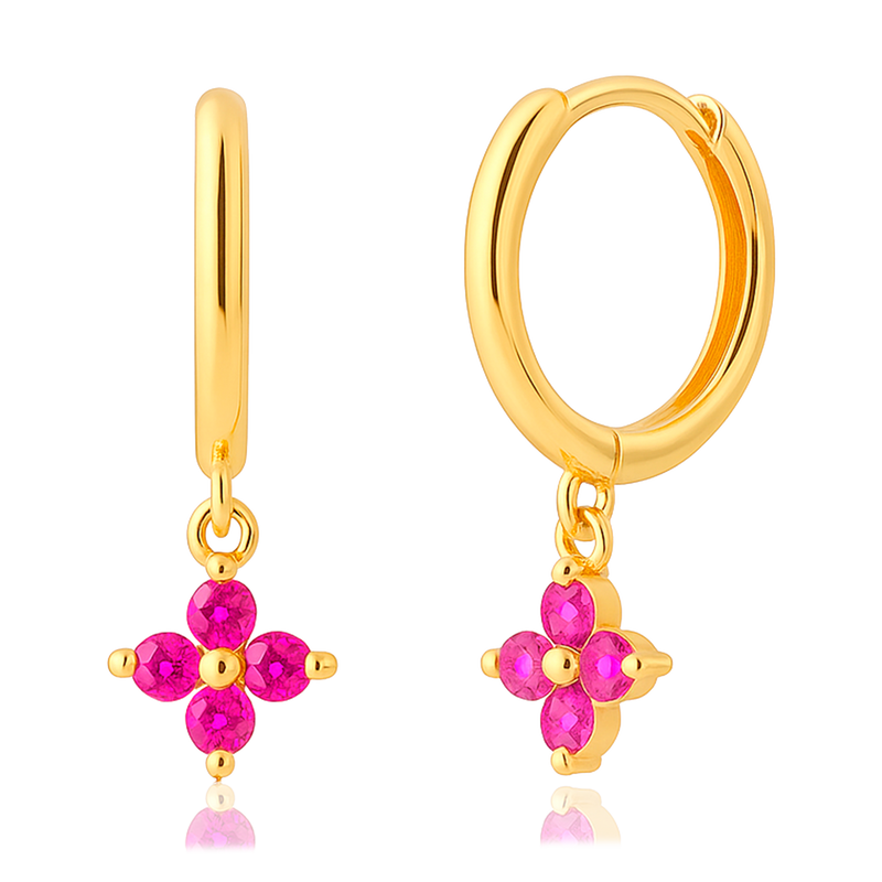 Orecchini Rosa Fiore Oro