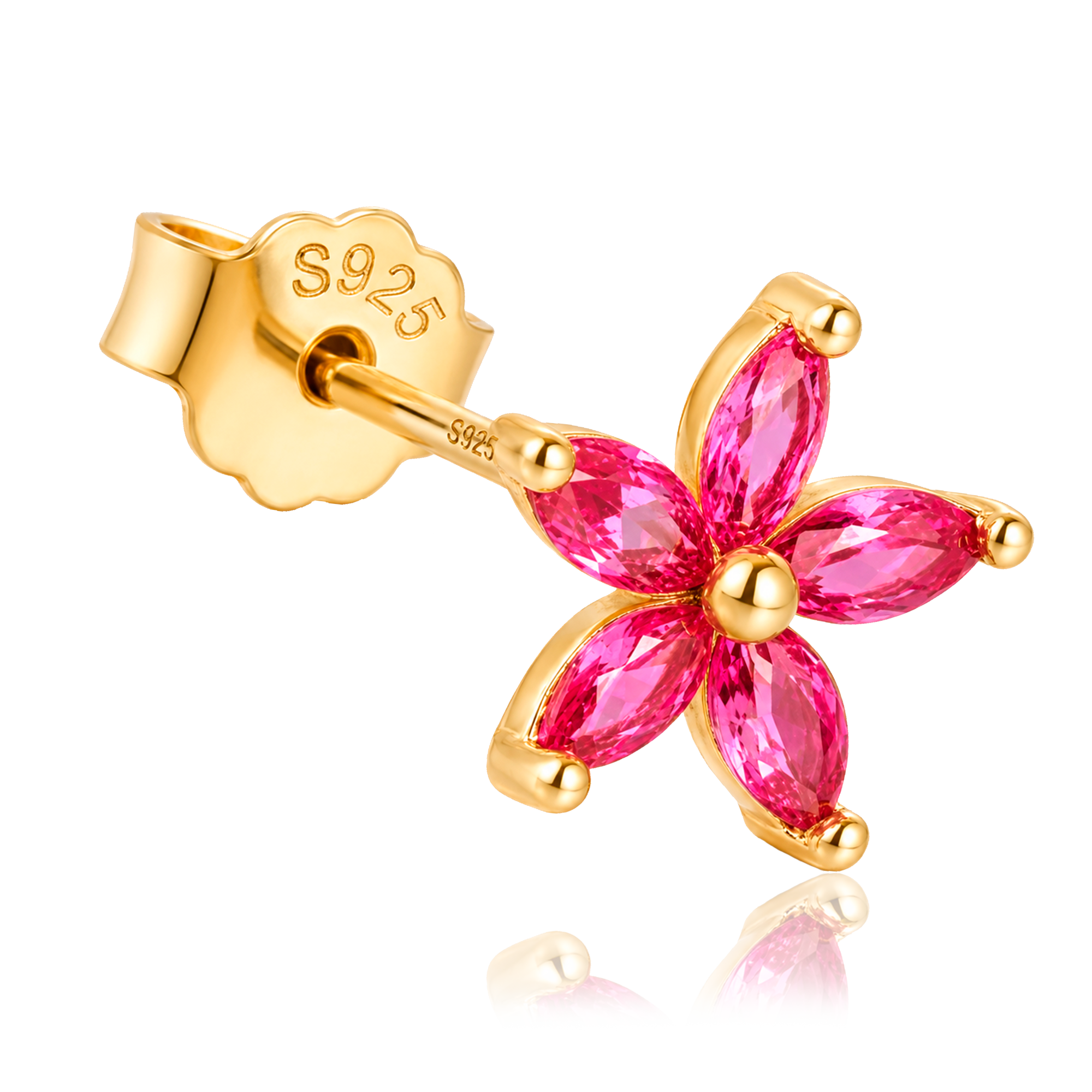 Pendiente Flor Rosa Oro