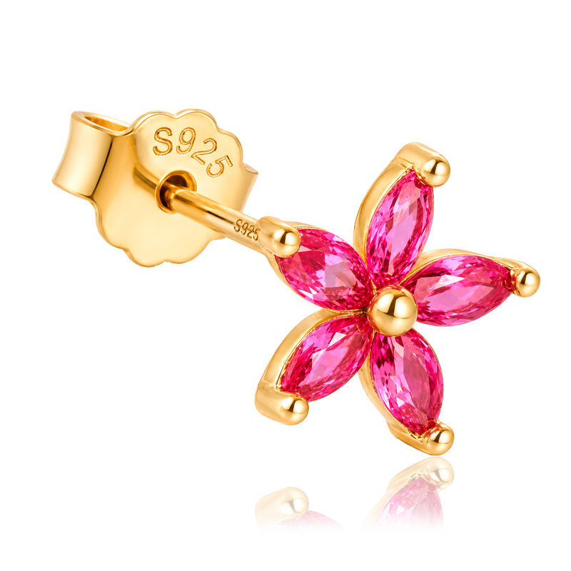 Pendiente Flor Rosa Oro