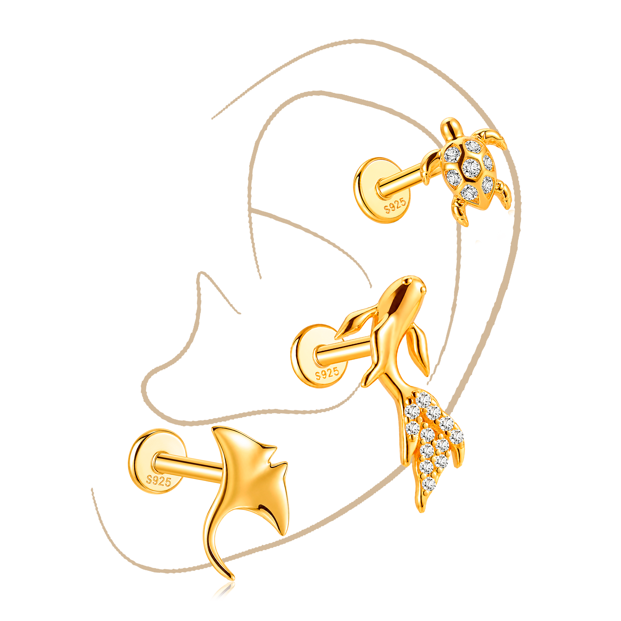 Set Cala · Plata de ley bañada en oro 18k