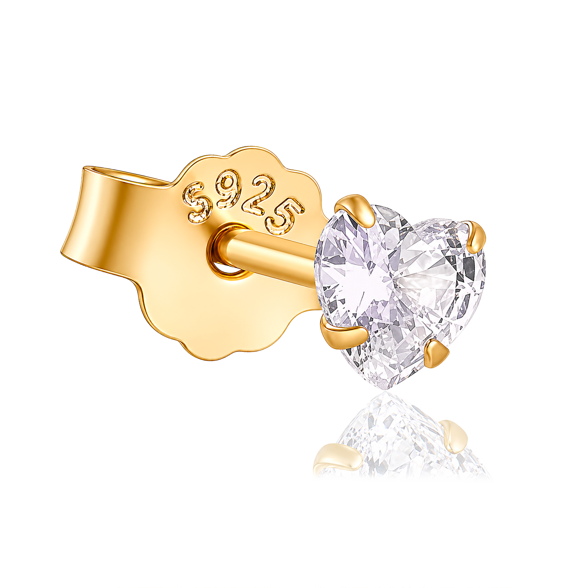 Pendiente Shiny Heart Oro - 3mm