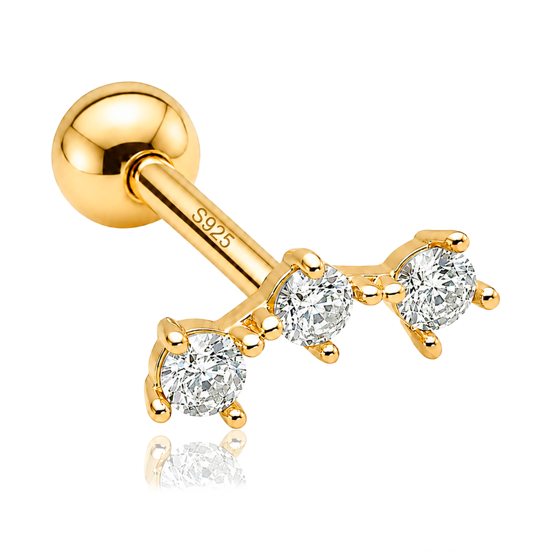 Orecchino pendente oro triplo brillante