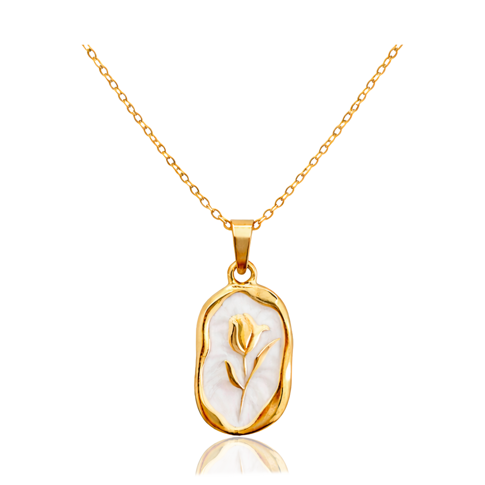 Collar Tulipán Blanco Oro