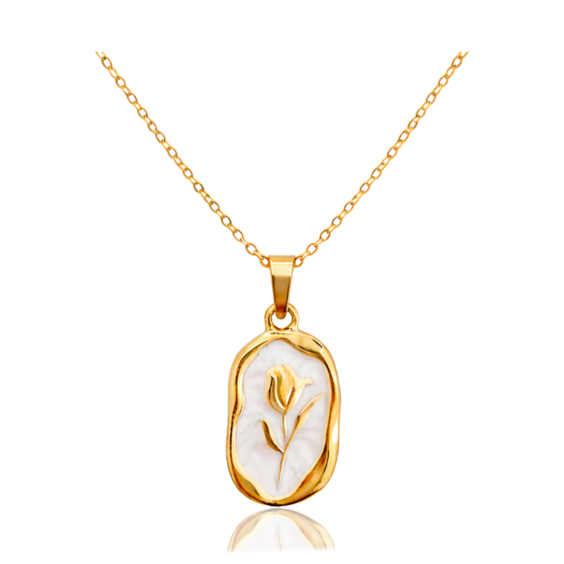 Collar Tulipán Blanco Oro