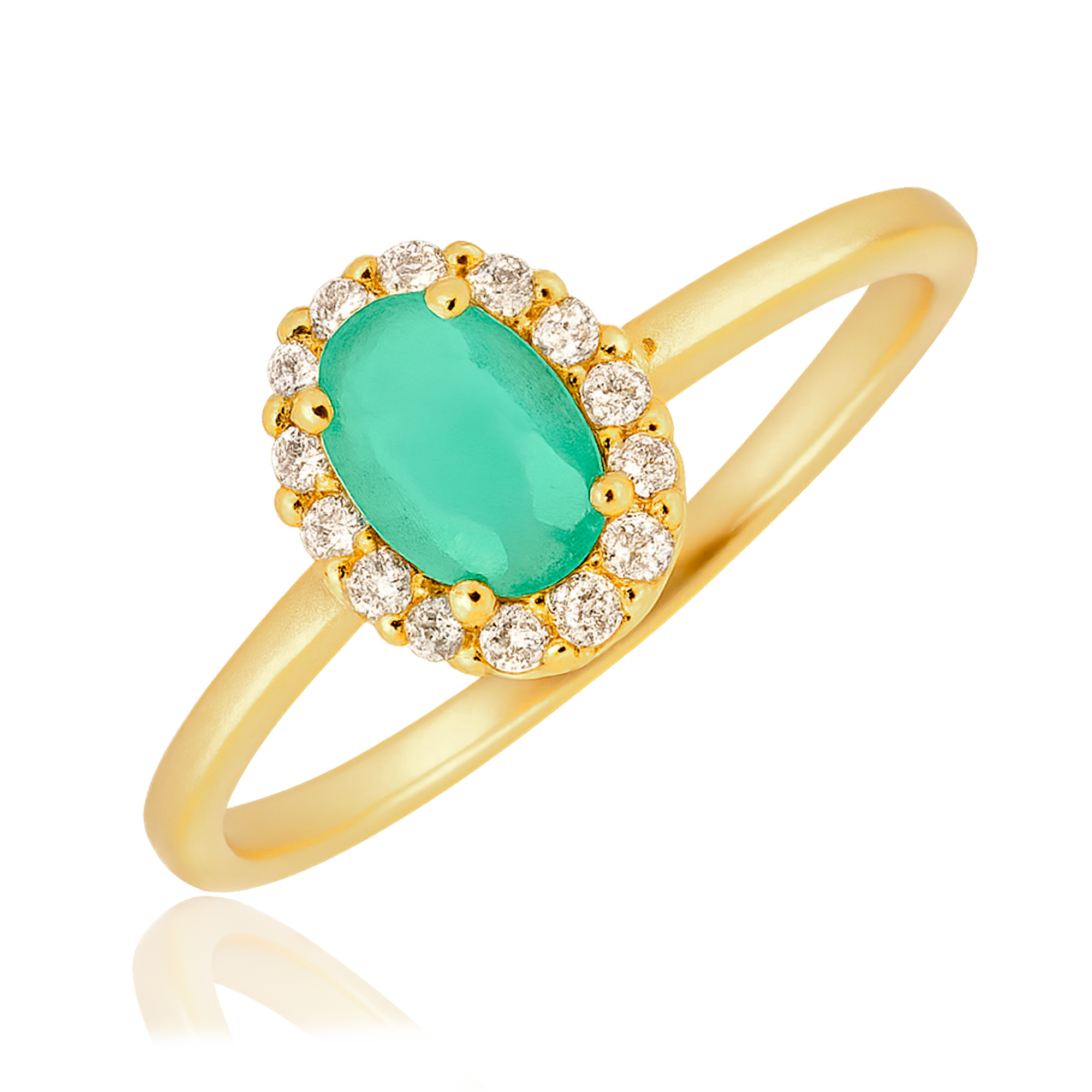 Anello ovale verde menta oro