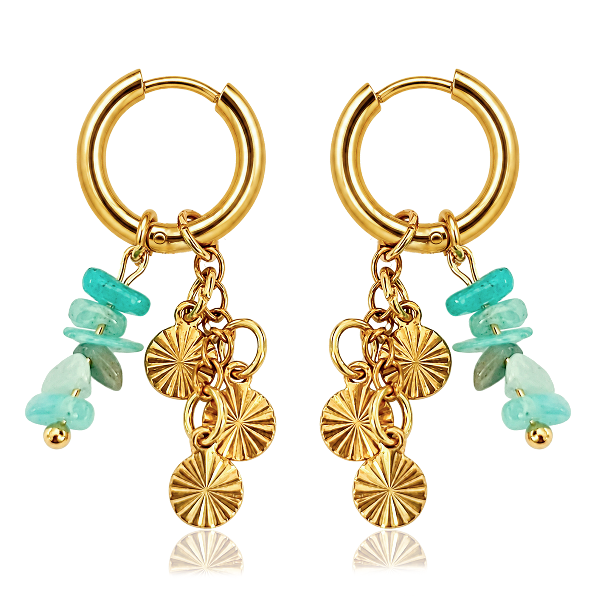 Orecchini Medi Basic Conchiglia Blu Oro