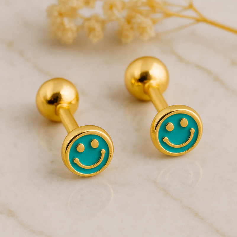 Orecchino Mini Smile Turchese Oro