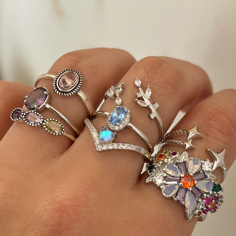 Anillo Triple Estrella Plata