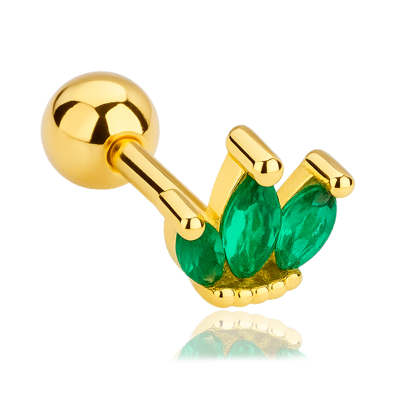 Orecchino a Tulipano Verde Oro