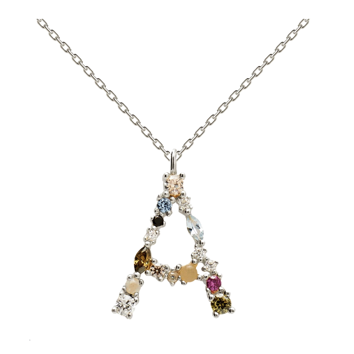 Collar Colorful Inicial Plata