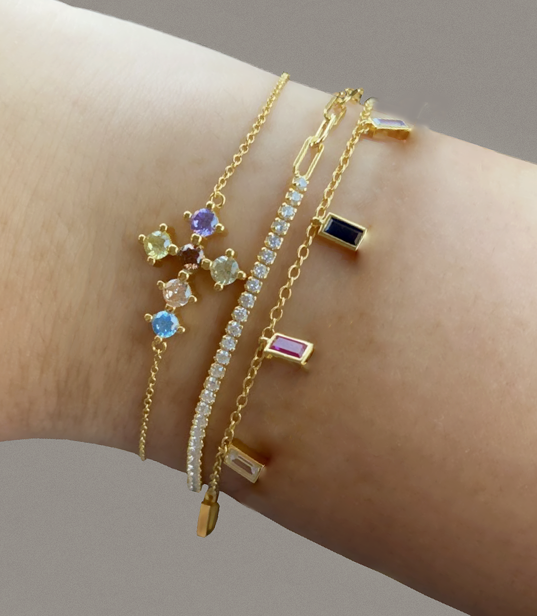 Pulsera Colorful Cruz Oro