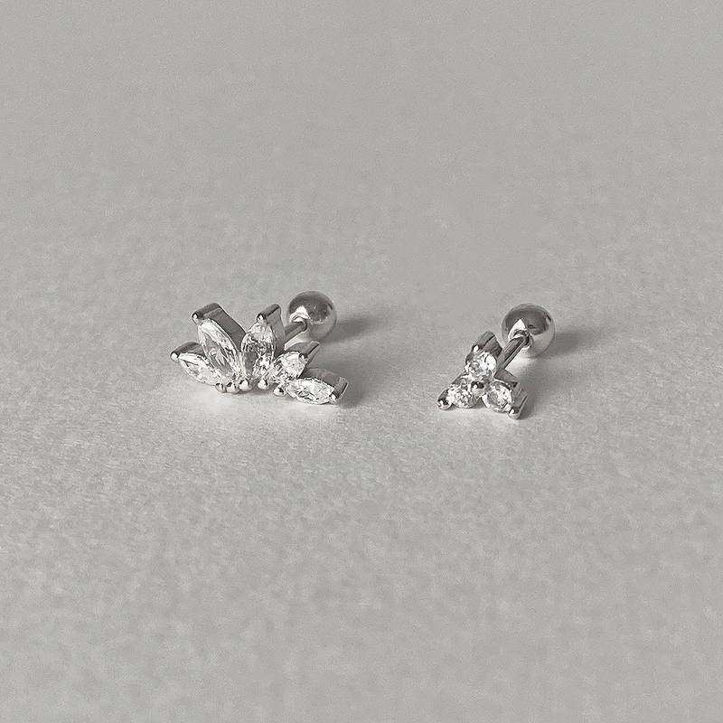 Orecchino Trifoglio Bianco Argento