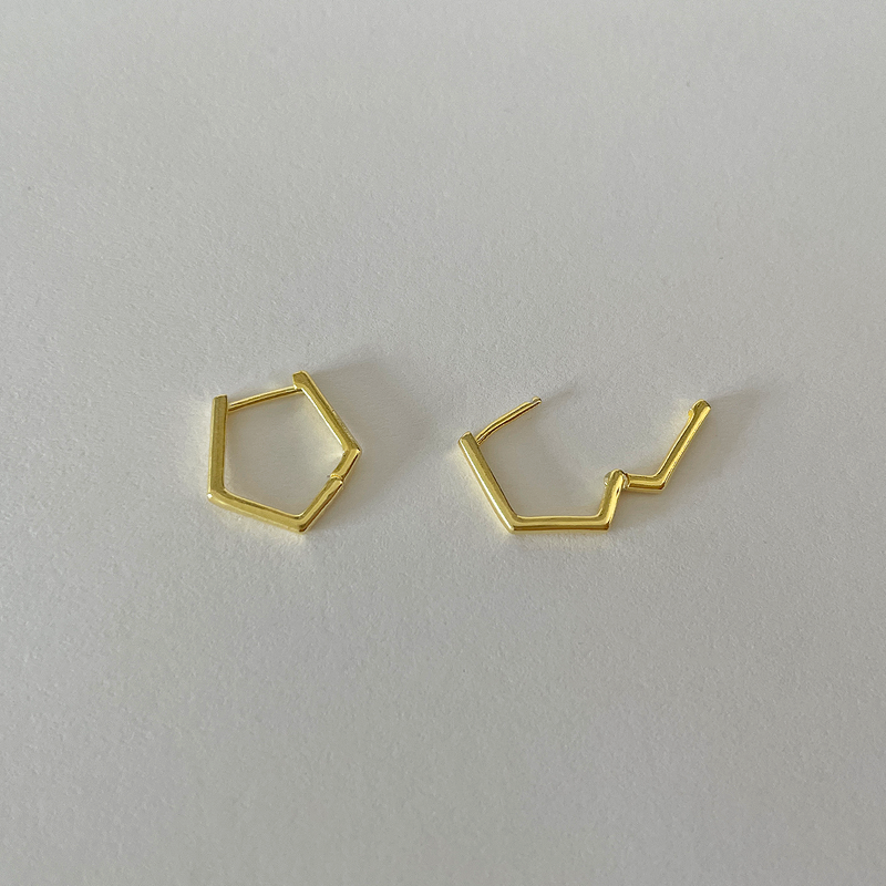 Orecchini a cerchio pentagonali in oro