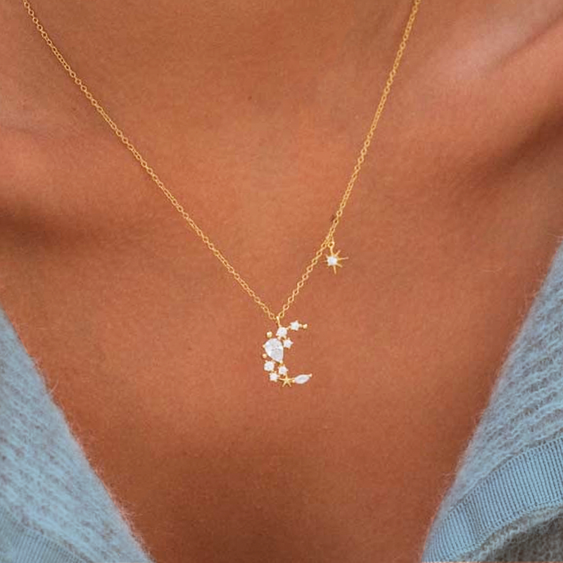 Collana Luna e Stella Oro