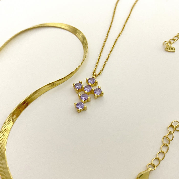 Collana Lilla Croce Oro