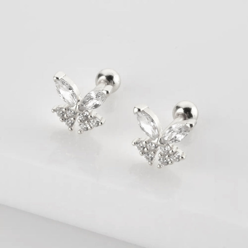 Orecchino farfalla bianco argento