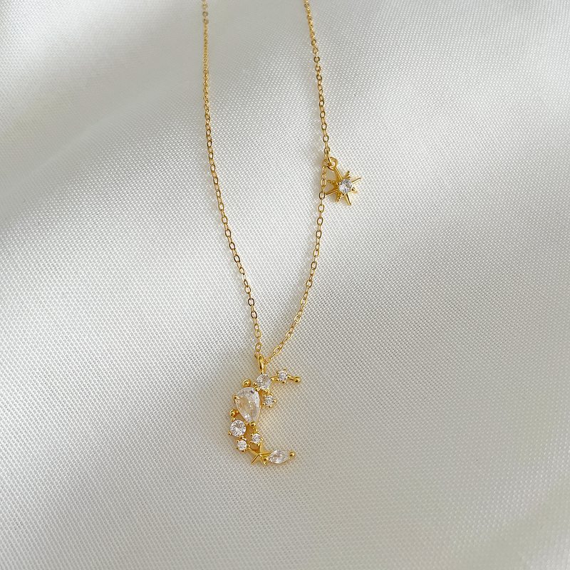 Collana Luna e Stella Oro