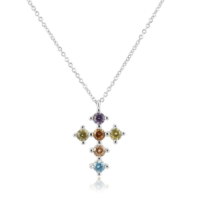 Collana Colorful Croce Argento