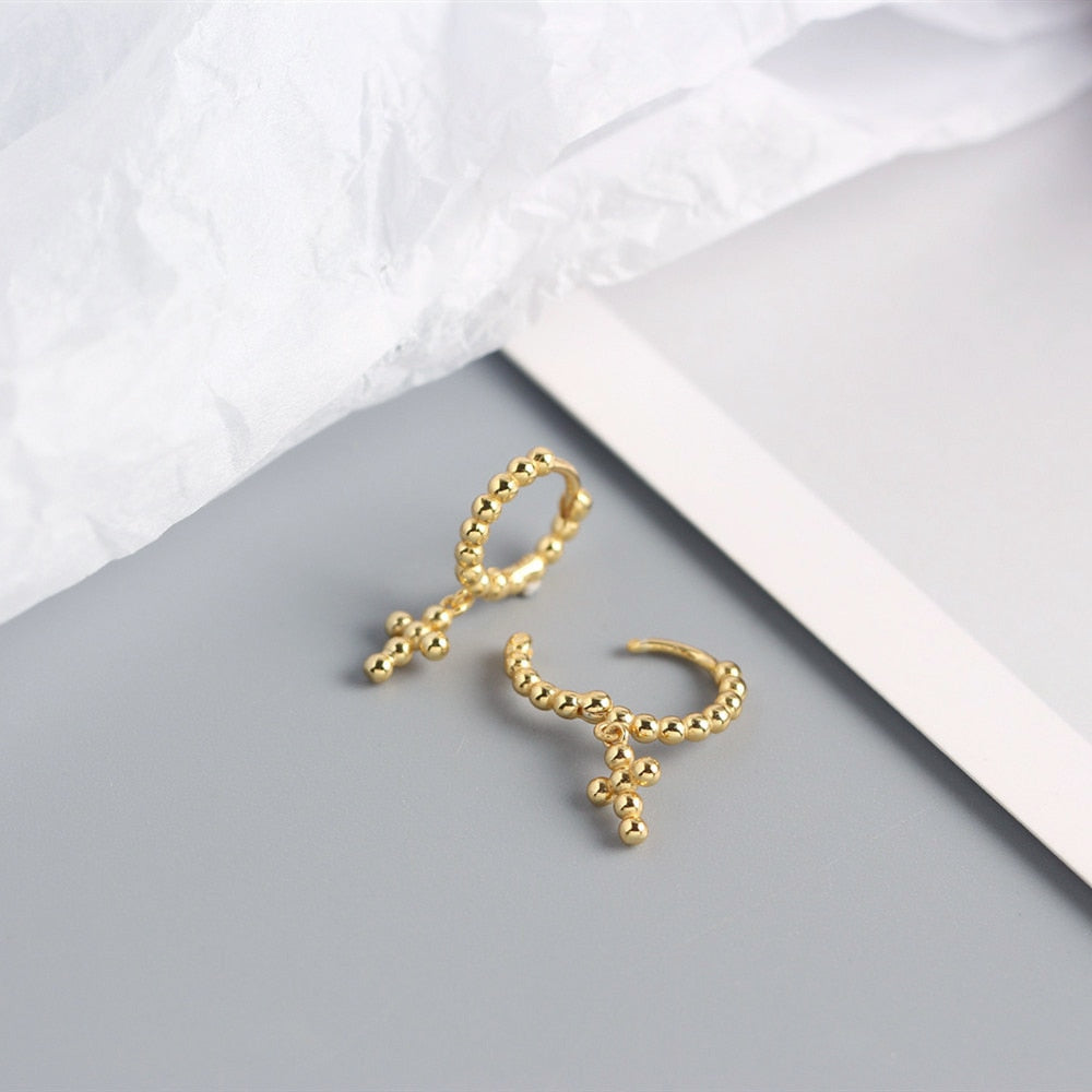 Aros Cruces Bolitas Oro