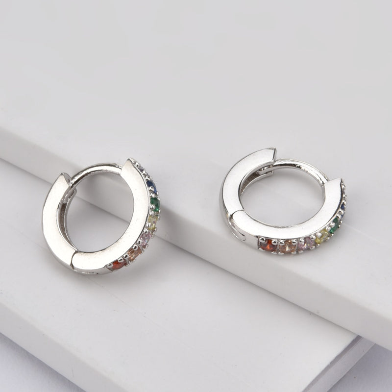 Mini Rainbow Silver Hoops - 7mm 