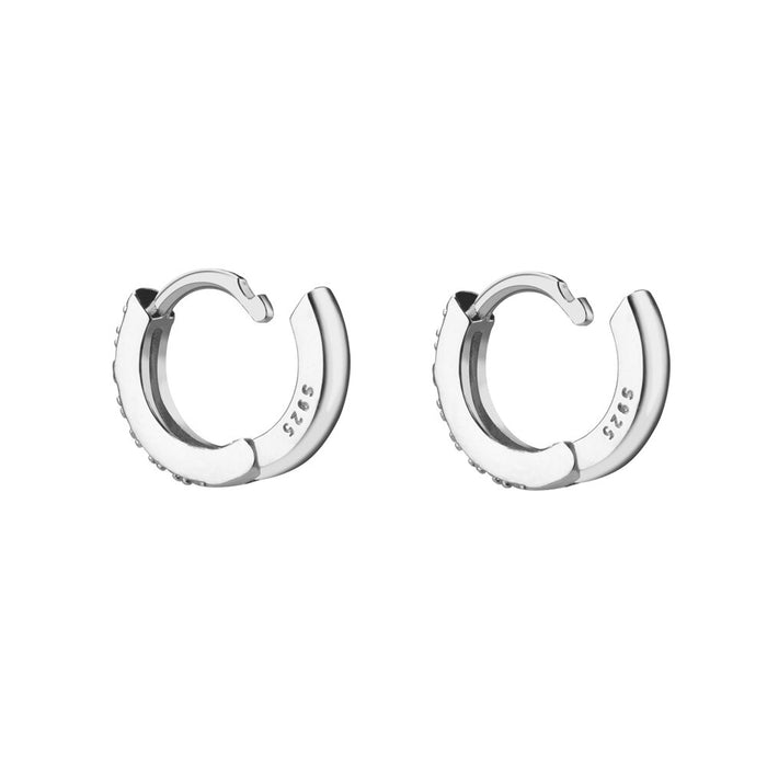 Mini Black Silver Hoops - 7mm 