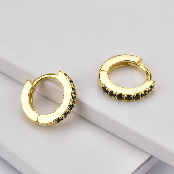 Orecchini a cerchio Mini Black Oro - 7mm