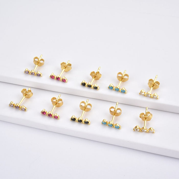 Mini Gold Aquamarine Earrings 