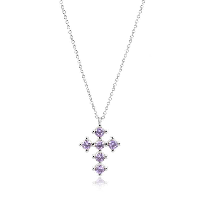 Collana Lilla Croce Argento
