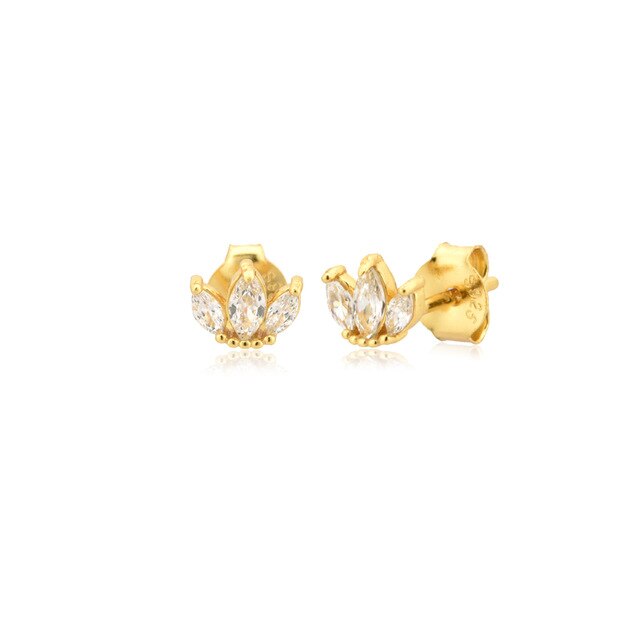 White Tulip Gold Earrings 