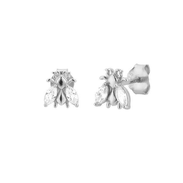 Orecchini White Beetle Argento