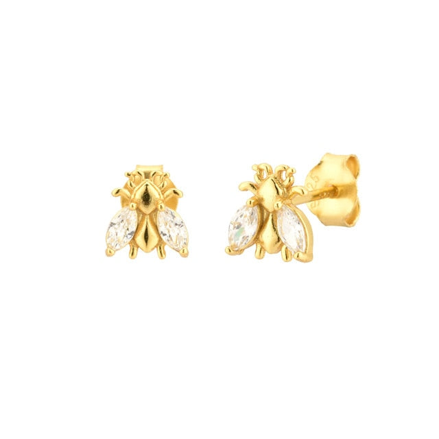 Orecchini White Beetle Oro