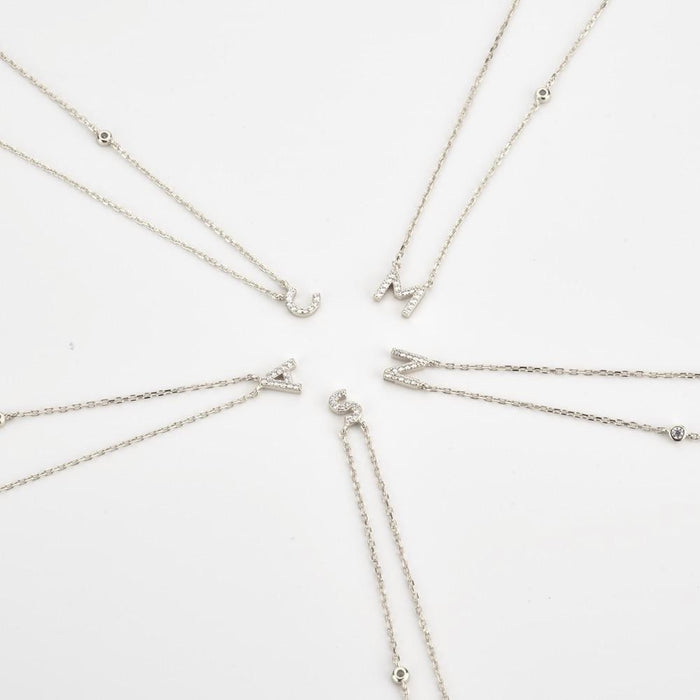 Silver Initial Shiny Necklace 