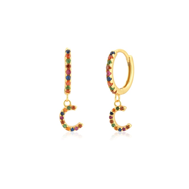 Orecchini Iniziale Colorati Oro
