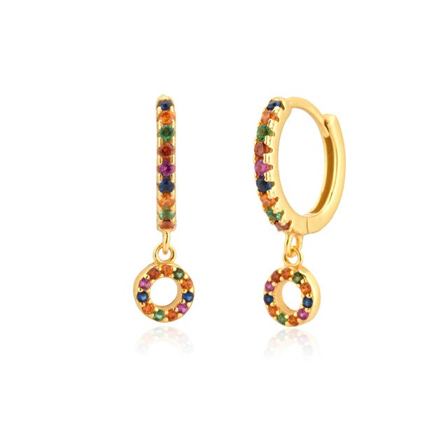 Orecchini Iniziale Colorati Oro