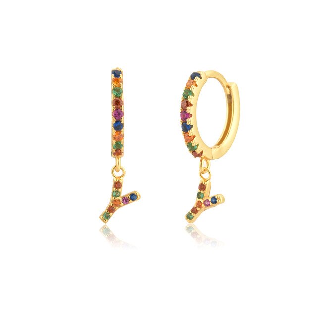 Orecchini Iniziale Colorati Oro