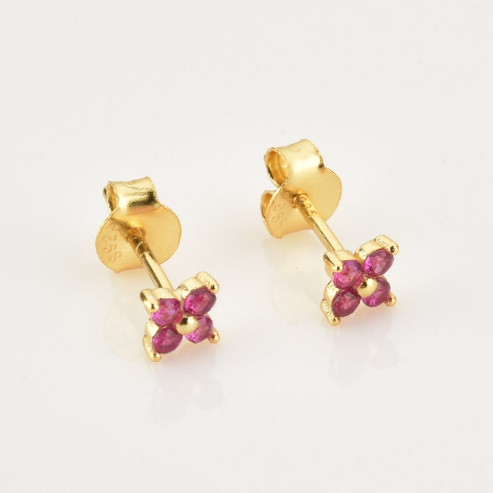 Orecchini Pendenti Fiore Rosa Oro