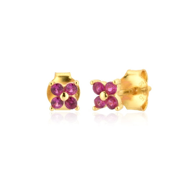 Orecchini Pendenti Fiore Rosa Oro