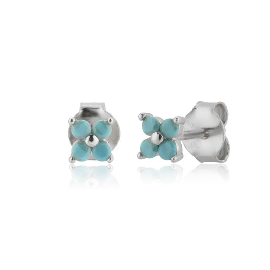 Orecchini Acquamarina Fiore Argento