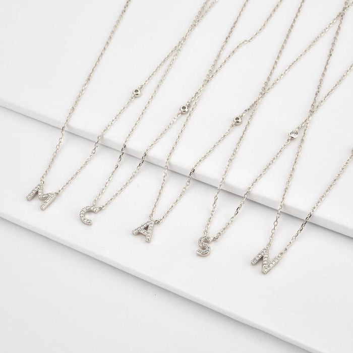 Silver Initial Shiny Necklace 