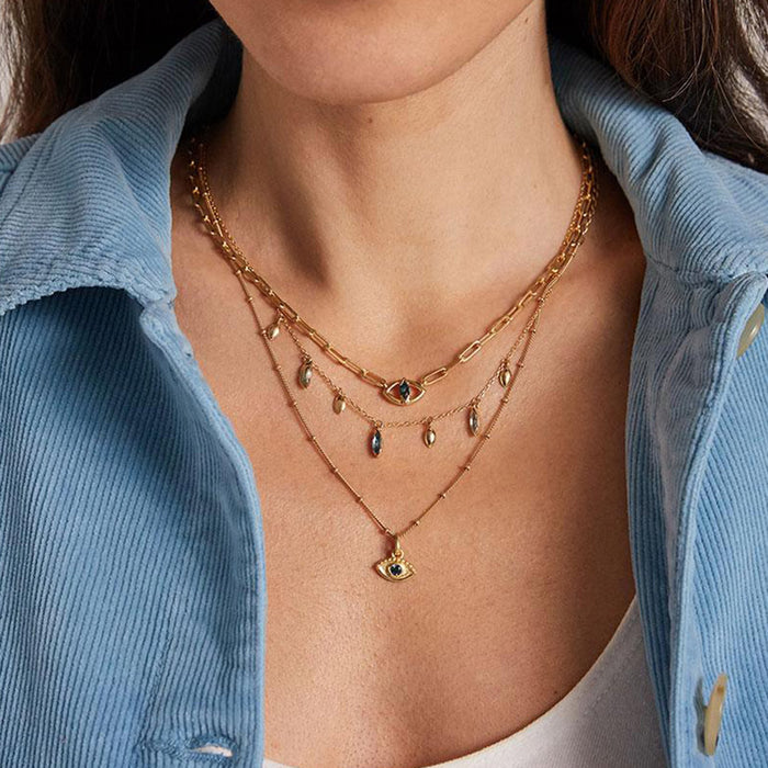Turquoise Eye Gold Necklace