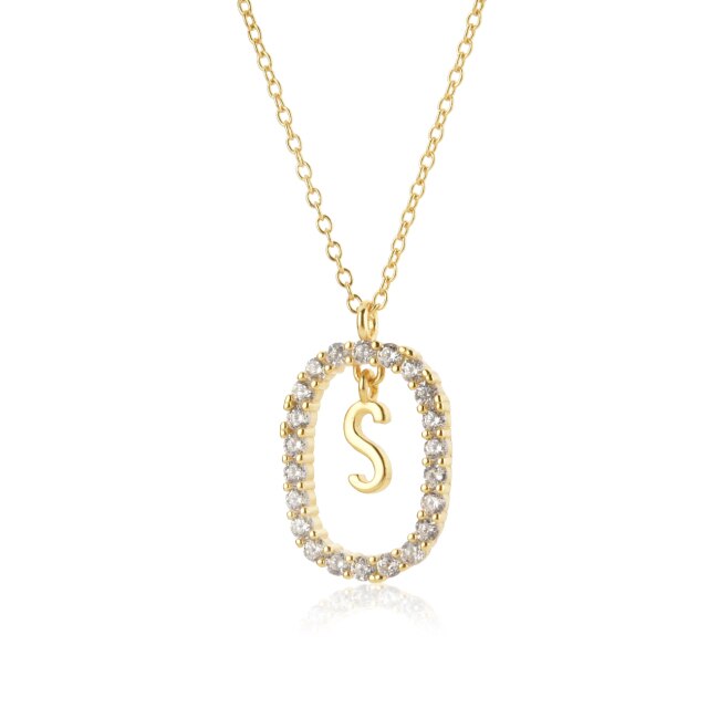 White Spring Initial Gold Necklace 