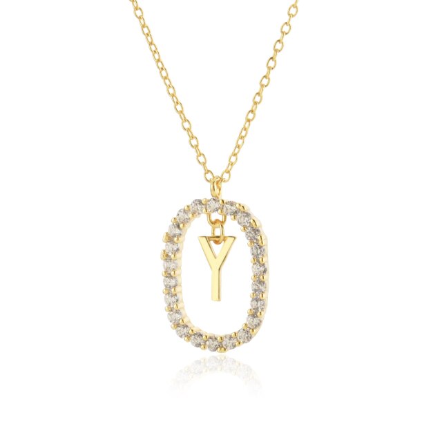White Spring Initial Gold Necklace 
