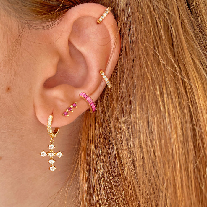 Pink Minis Gold Earrings 